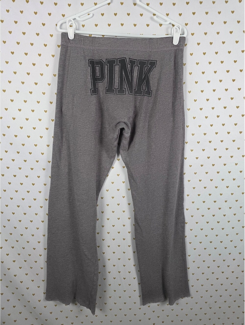 Victorias Secret PINK Grey XS Logo Butt Boyfriend Sweats Flare